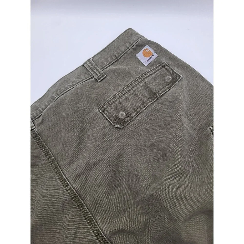 Carhartt Men's Relaxed Fit Cargo Work Shorts olive green canvas SZ 44 - Picture 9 of 9